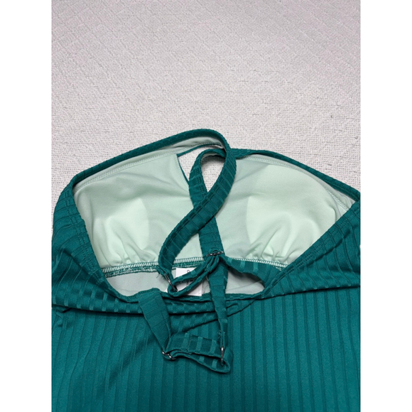 NWT Cupshe Rib Cut-Out Criss Cross Teal One Piece Swimsuit Size Small - Picture 5 of 8